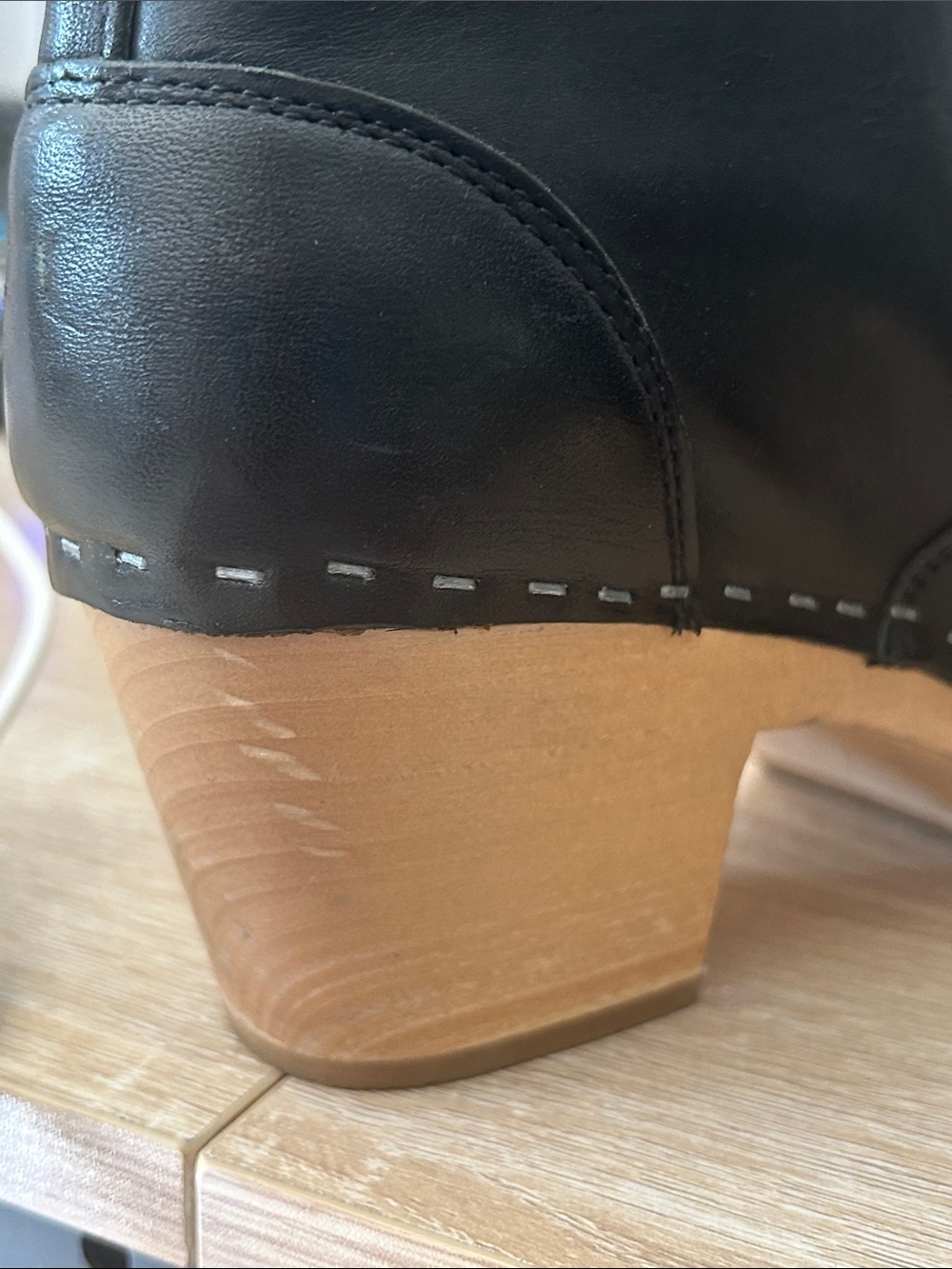 NWOB Swedish Hasbeens Emy Black Leather Clog Ankle Boots - 37/7 - Picture 8 of 12